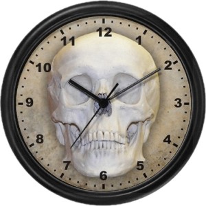 Clock with image of Human Skull